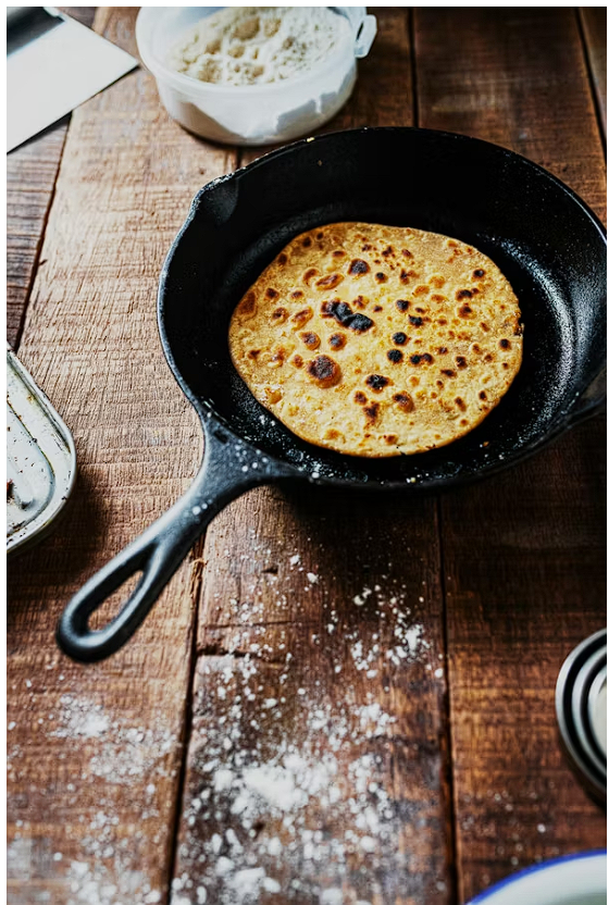 Cast iron skillet on a stovetop