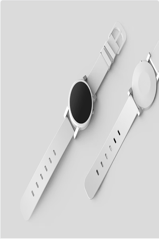 White smartwatch with a clean watch face
